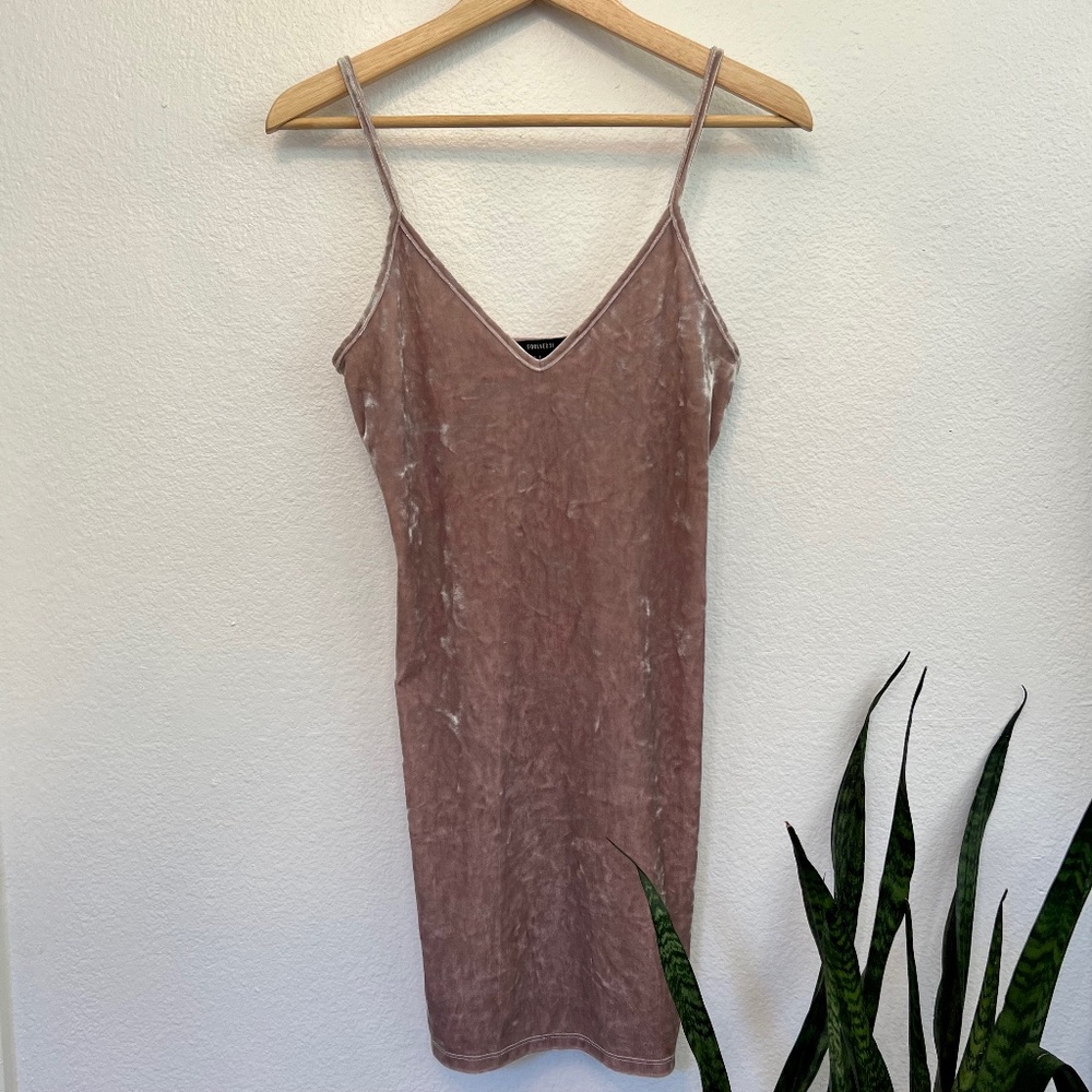 F21 Crushed Velvet Slip Mini Dress